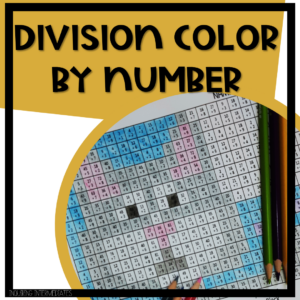 A division colour-by-number page featuring a cat.