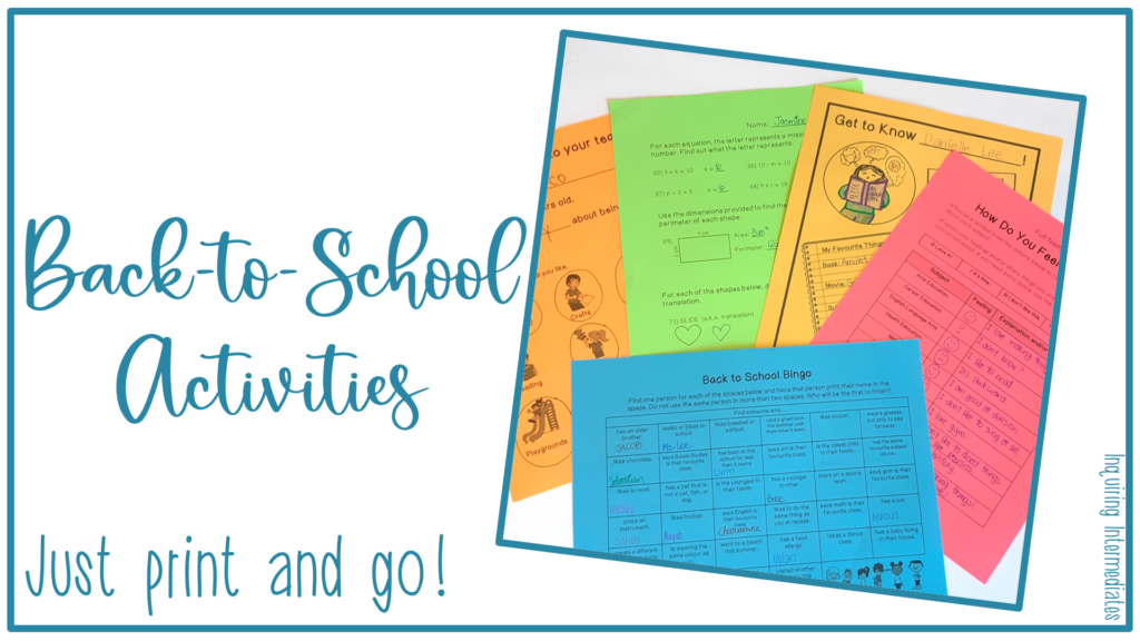 Print and go back-to-school activities