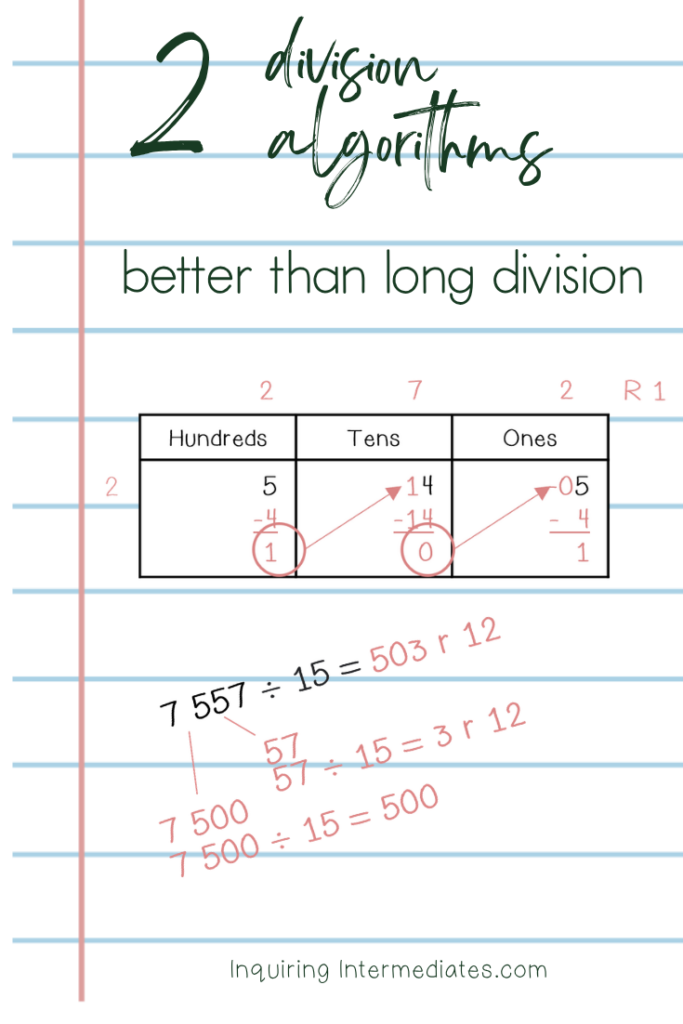 2 division algorithms that are better than long division - box division and split division with decomposition
